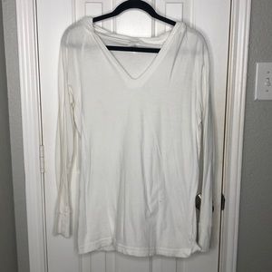 White long sleeve hooded tee